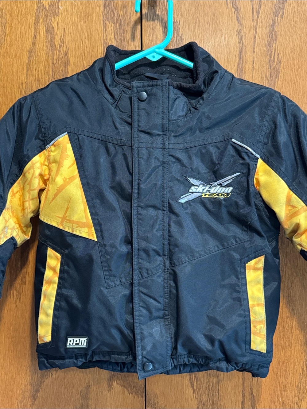 Ski-doo snowmobiling Kids Black and Yellow Puffer Jacket BRP
